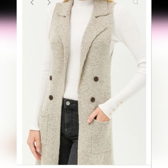 Love Tree Long Silhouette Sweater Vest Cardigan w/ Button Detail Size Medium - Picture 9 of 16